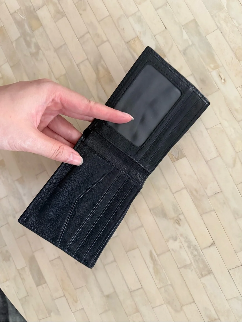 Fossil Black Leather Bifold Card Wallet